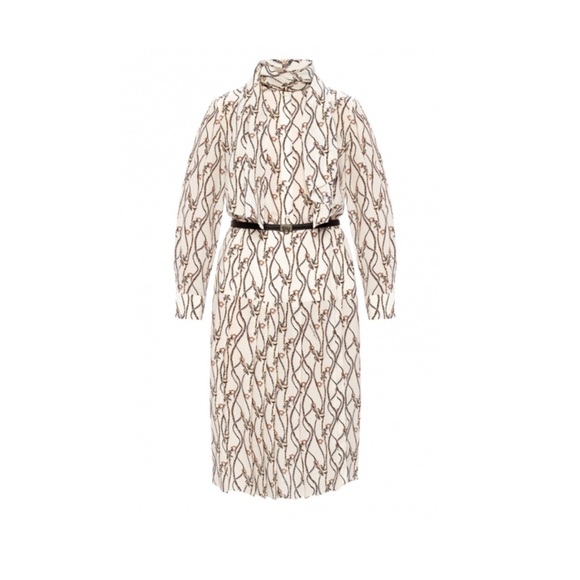 Ferragamo Gancini Tassel Print Silk Dress size 44 US 8 - Picture 2 of 6